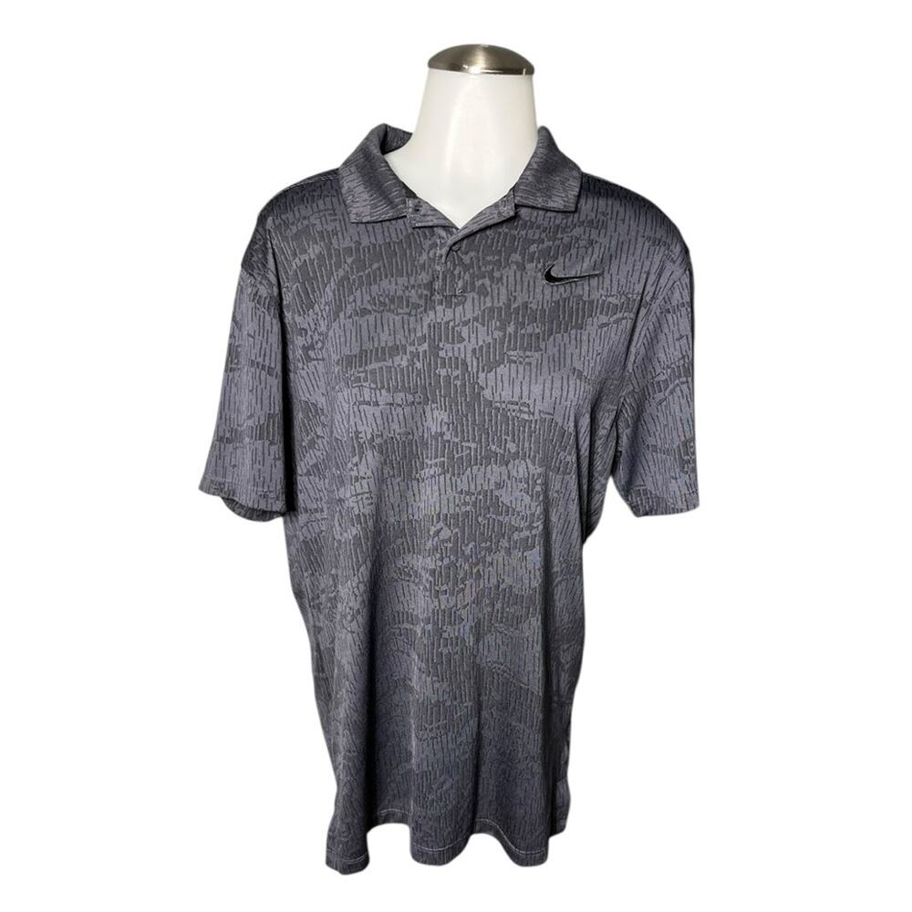Small Nike Men Golf Dri-Fit camo polo short sleeve shirt gray